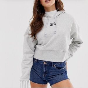 adidas Light Gray Cropped Hoodie
